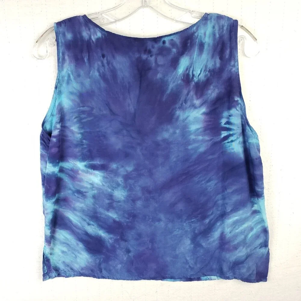 Vintage Dharma Trading Co Tank Top Rayon Tie Dye Psychedelic Hippie size L/XL